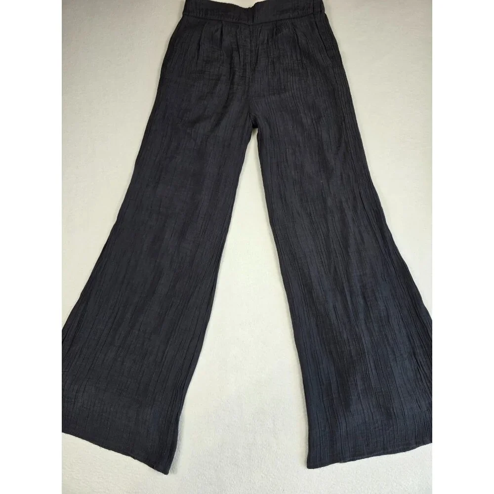 Wonderly Womens Grey High Rise Wide-Leg Pull On Pants Size S Crinkle Comfy Cozy - Picture 6 of 6